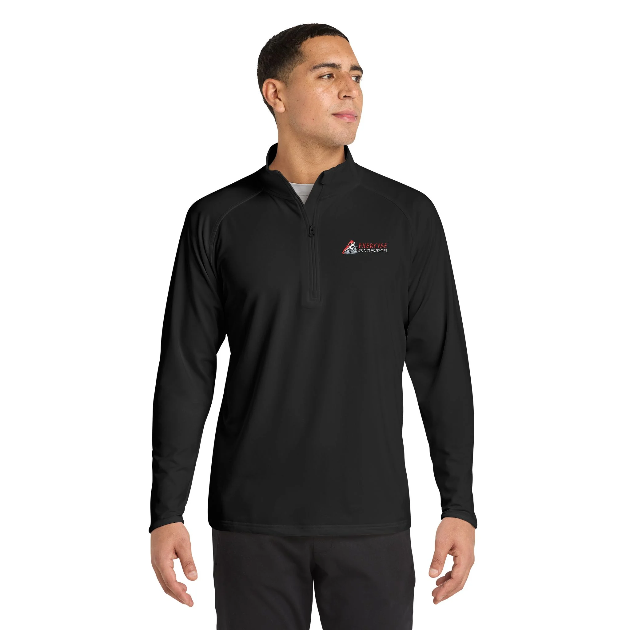 Men's Black Quarter-Zip Pullover — Embroidered 'Exercise Innovation' Logo - Image 2